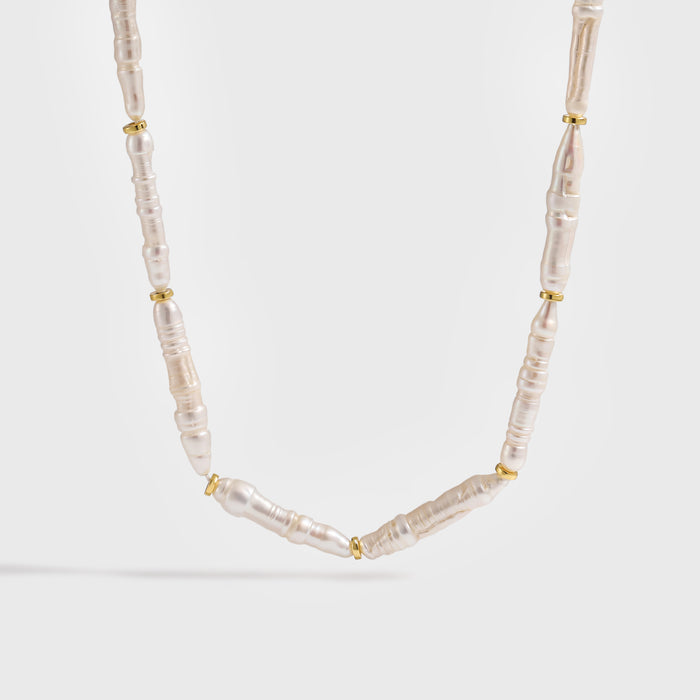 Elegant Natural Long Stick Pearls 925 Sterling Silver Necklace