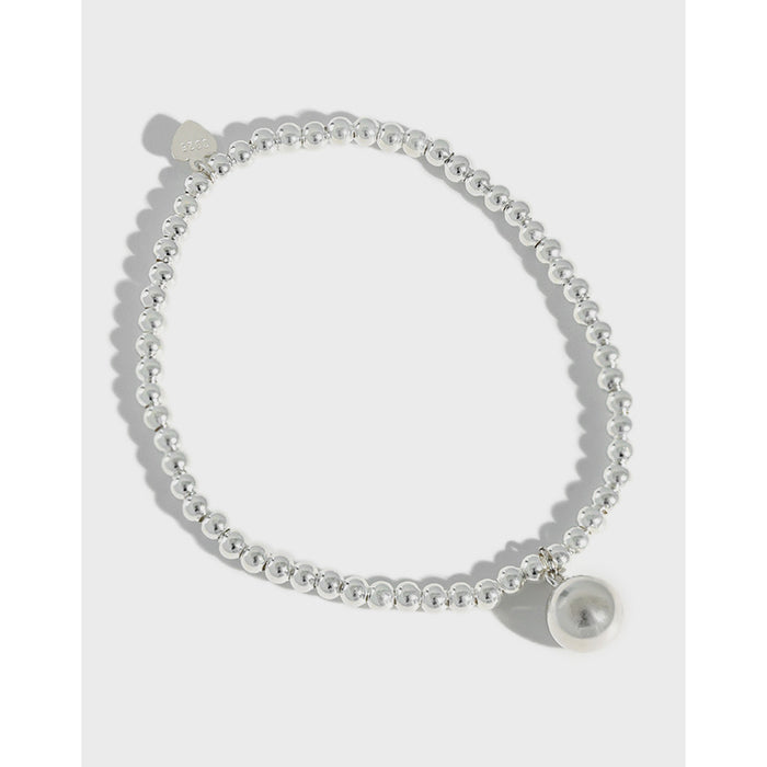 Round Beads String 925 Sterling Silver Bracelet
