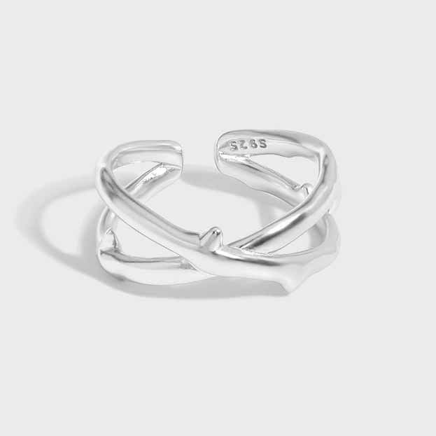 Classic X Cross 925 Sterling Silver Adjustable Ring