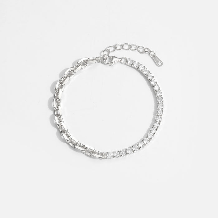 Simple Hollow Chain  CZ Montage 925 Sterling Silver Tennis Bracelet