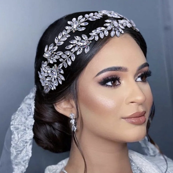 Bridal Crown Silver Wedding Tiara Rhinestone Bride Headband Hair Jewelry