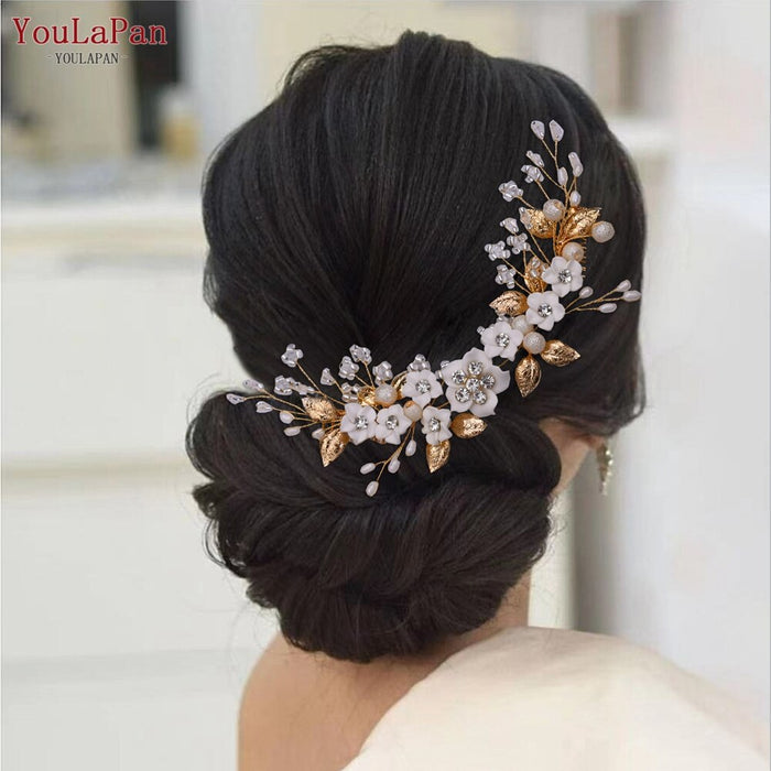Sparkling Bo-Ho Bridal Floral Hair Comb Jewelry