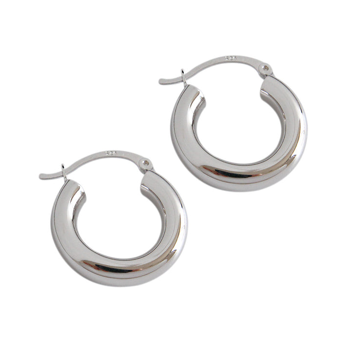 Minimalist Cute Tiny Tube Circle 925 Sterling Silver Huggie Hoop Earrings