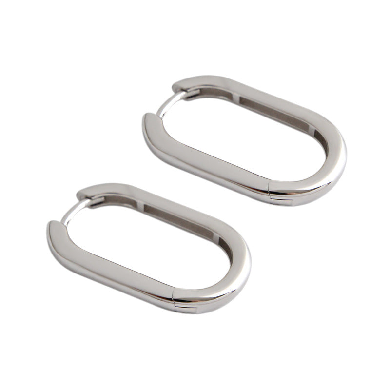 New Geometric U Shape 925 Sterling Silver Hoop Earrings