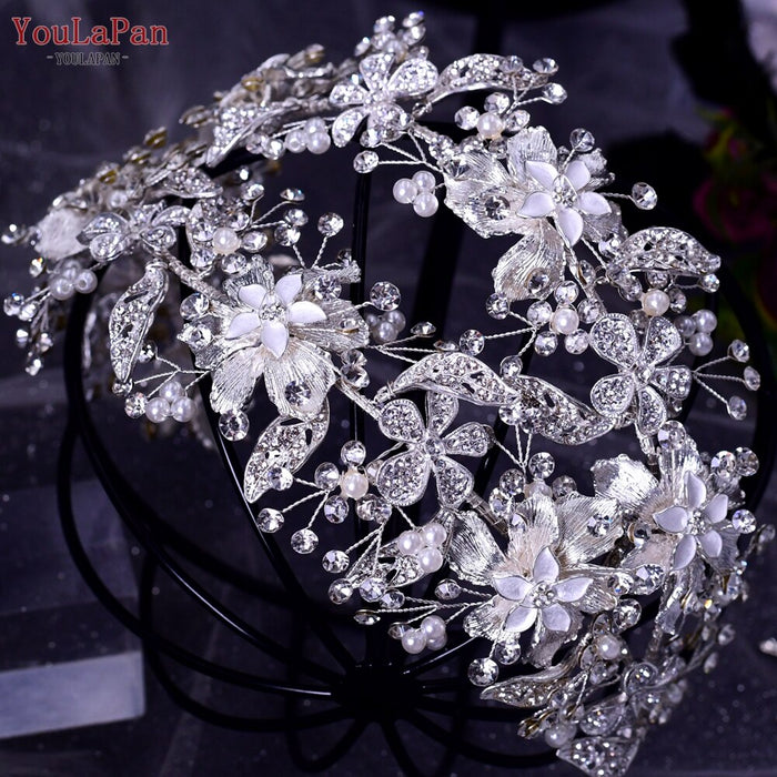 Bohemian Floral Spray Bridal Crown/Tiara and Earrings