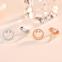 Cute Mini Smile Face 925 Sterling Silver Stud Earrings
