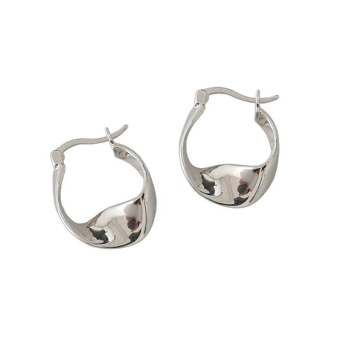 Twisted Circle 925 Sterling Silver Hoop Earrings