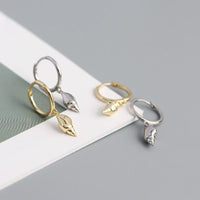 Geometry Shell Conch 925 Sterling Silver Hoop Earrings