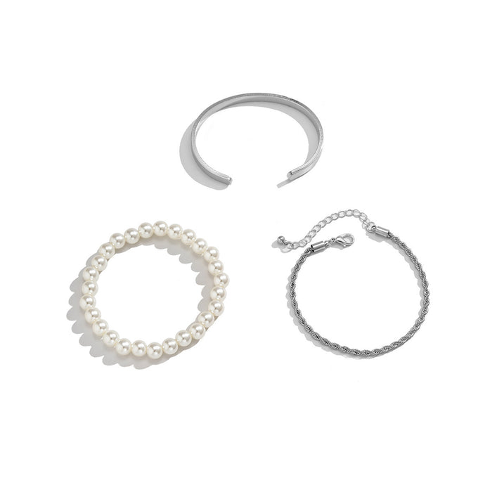 Multilayer Pearl Men's Triple Bracelet Set