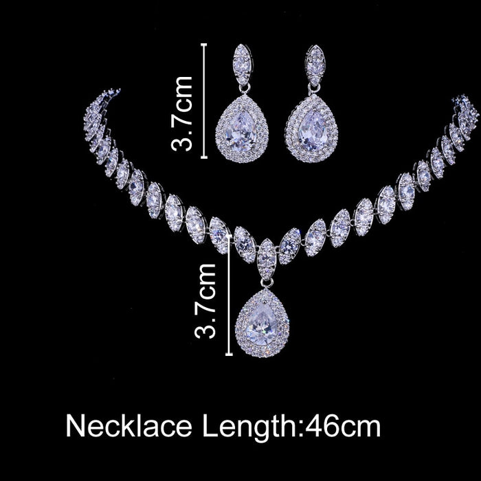 Silver CZ Necklace Sets in 5 Colors