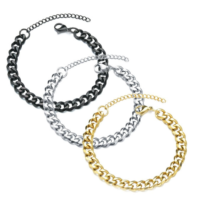 "Start" Stainless Steel  & Genuine Leather Braid Bracelet