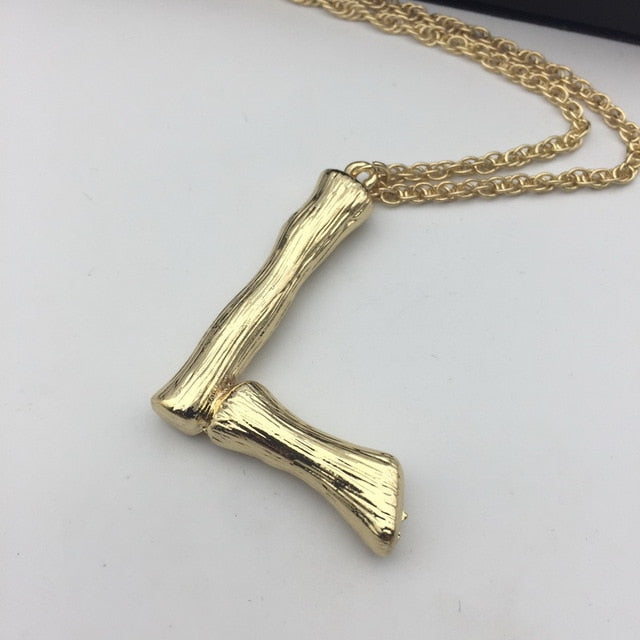 "Bamboo Attitude" Big Bamboo Initial/Letter and Gold Chain
