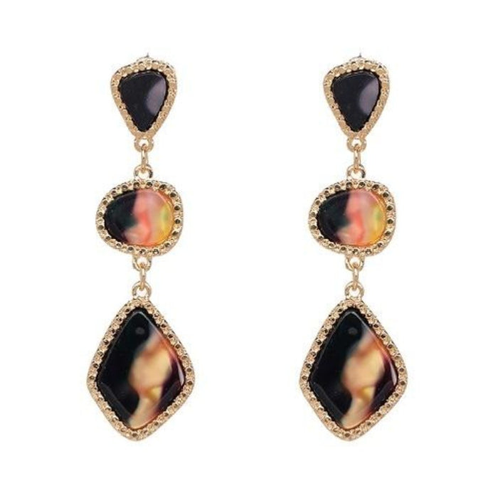 "Your are my rainbow!"  Geometric Statement Resin Drop Earrings